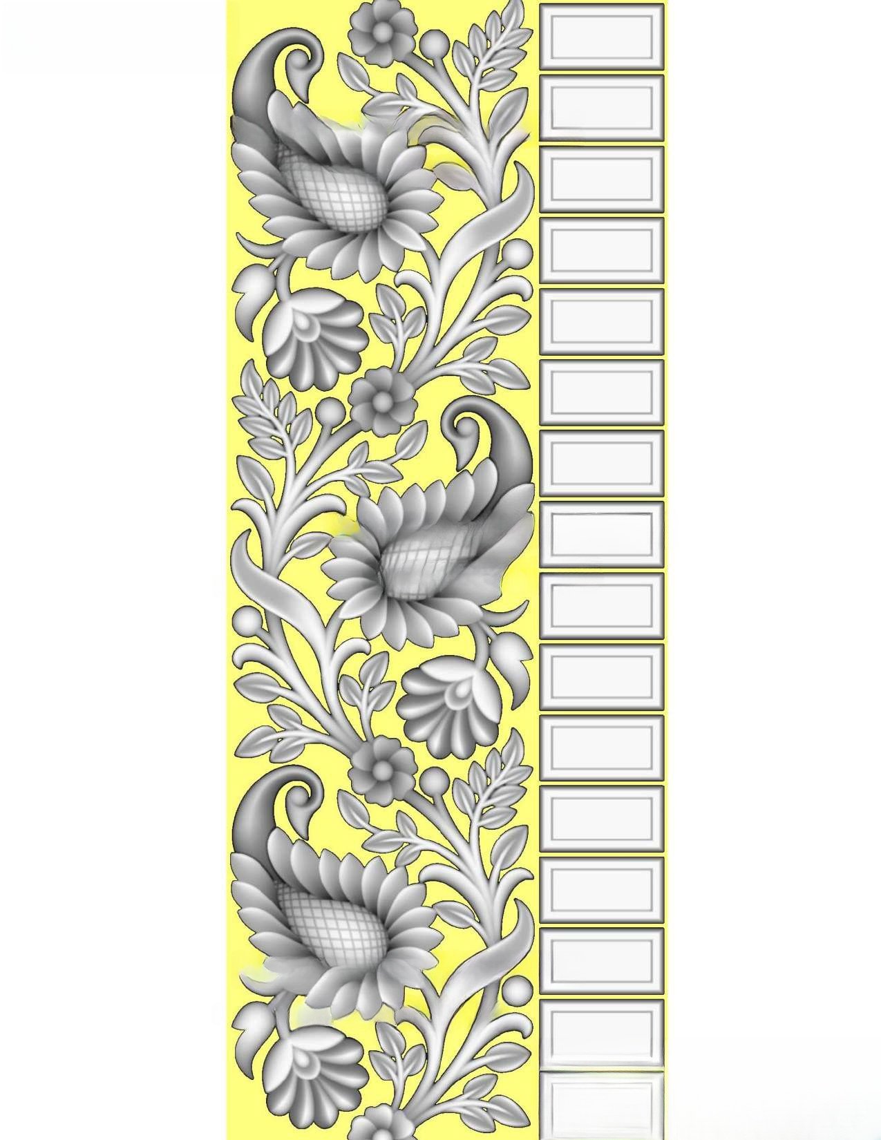 MD - MIX-157 Elegant Traditional Paisley Floral Border 3D Relief Design